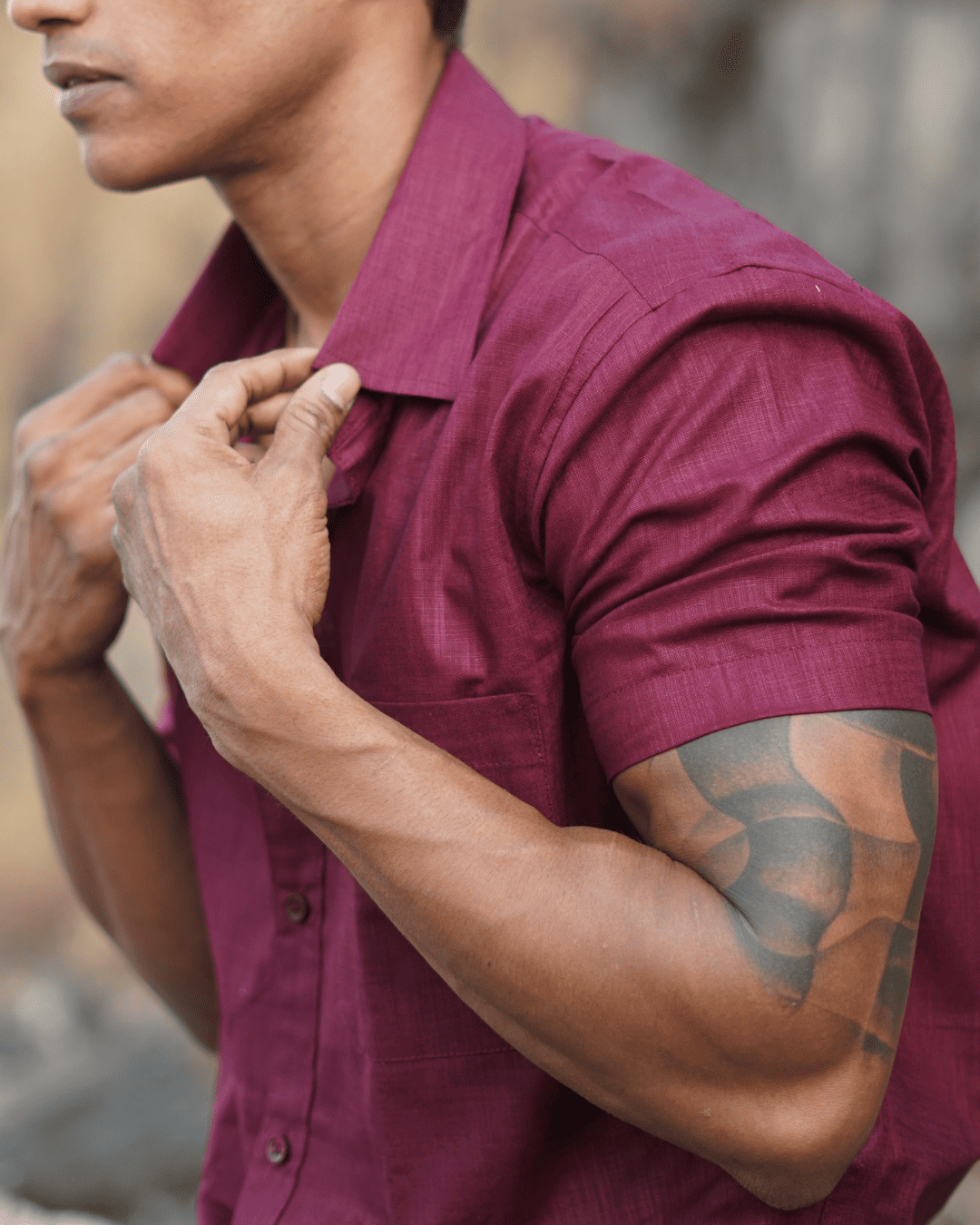Maroon Cotton Linen Shirt