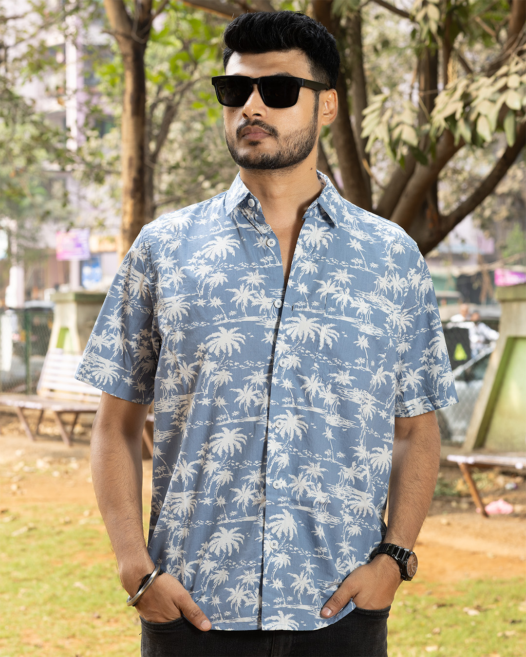 Half Sleeve Shirt - Coconut Print, S/38