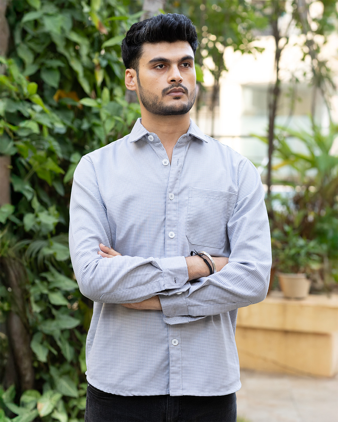 Overshirt - Grey Microchecks, M/40