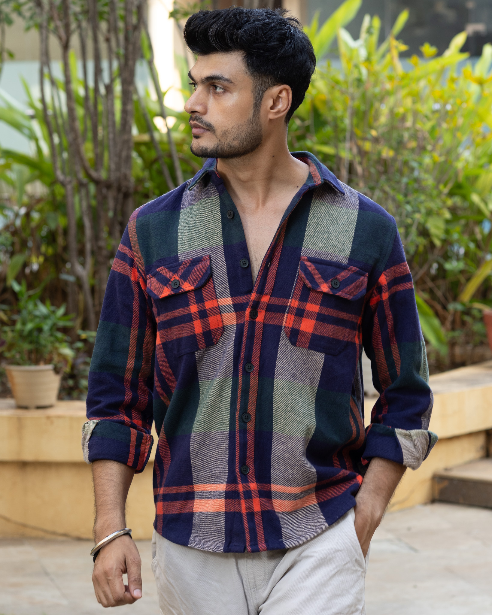 Overshirt - Red Brushed Flannel Checks, M/40