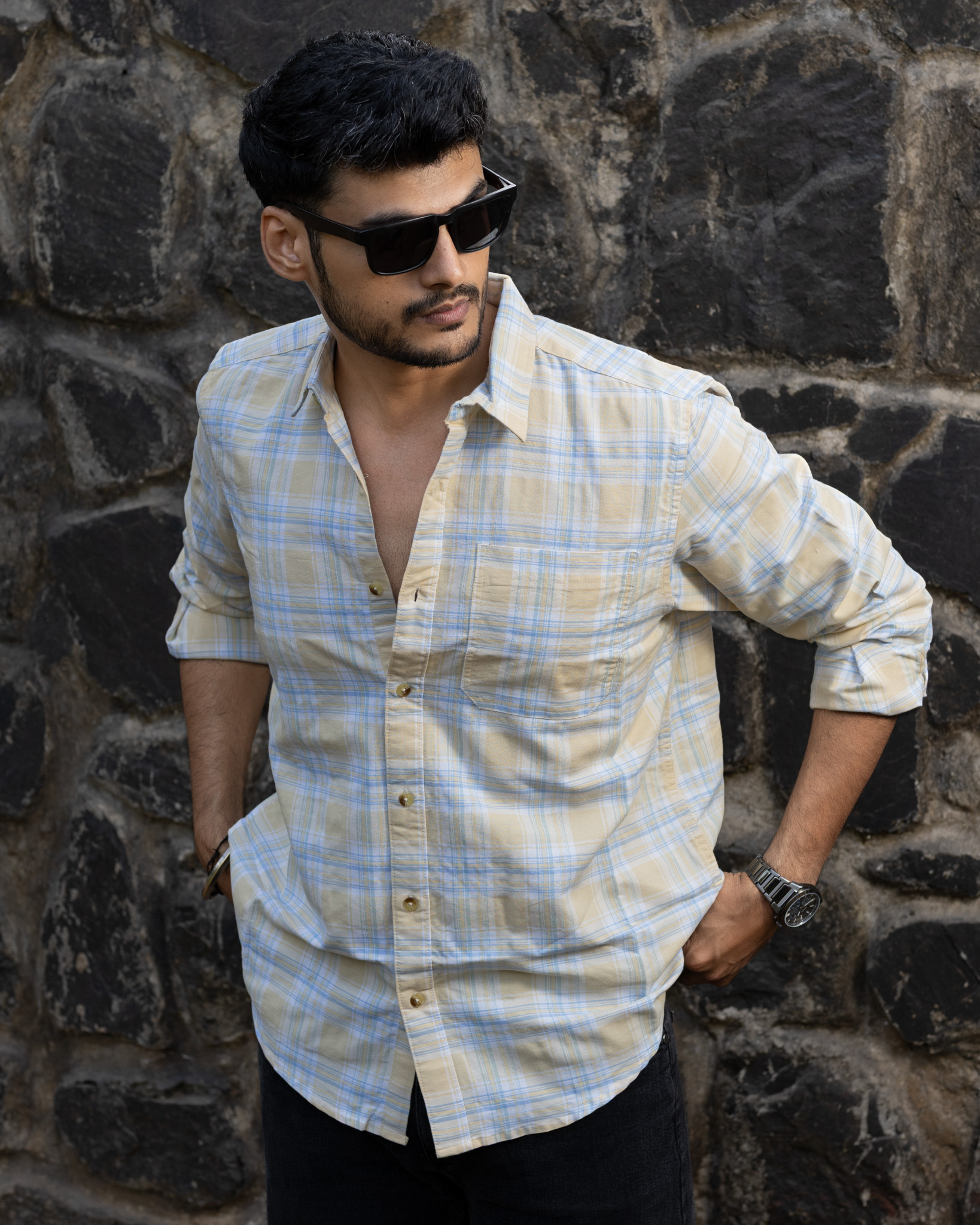 Checks Shirt - Yellow Checks, M/40