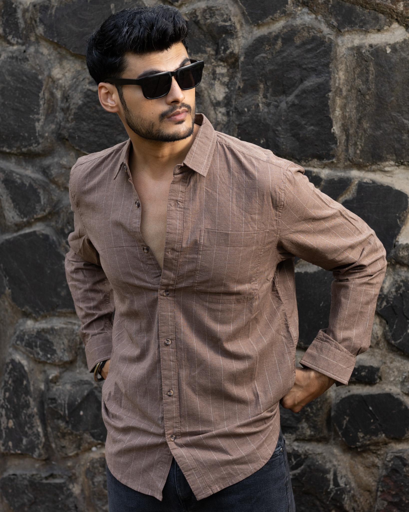 Stripes Shirt - Brown Stripes, M/40