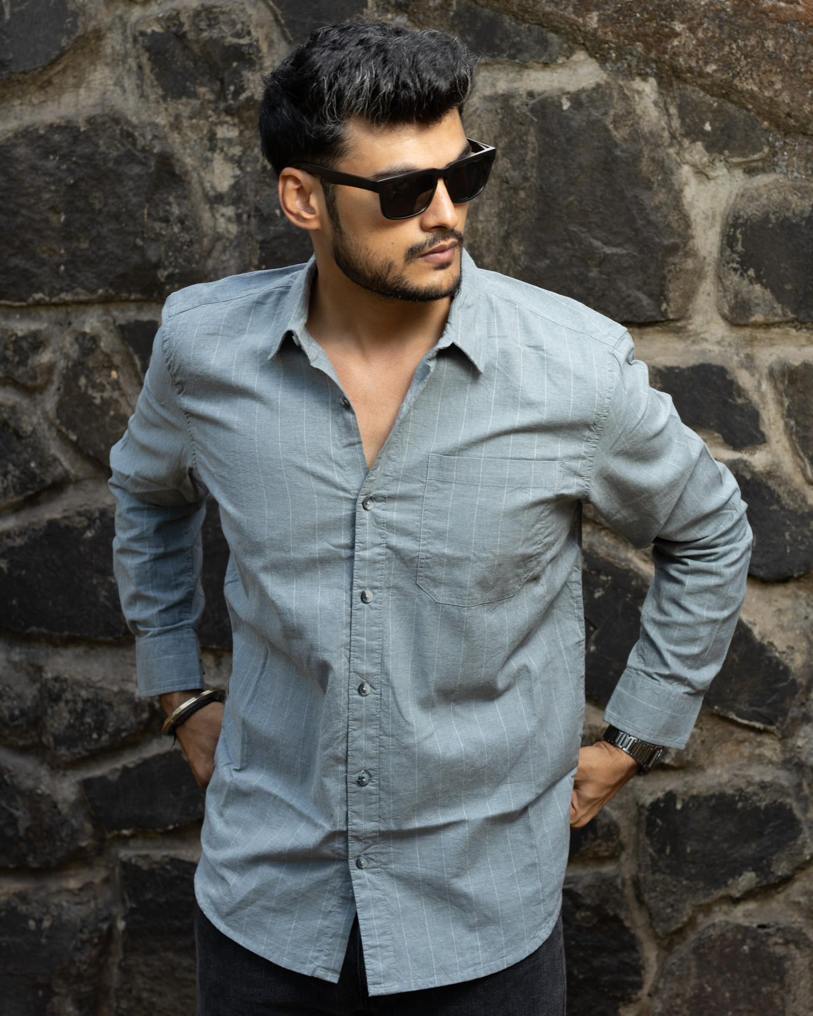 Stripes Shirt - Grey Stripes, M/40